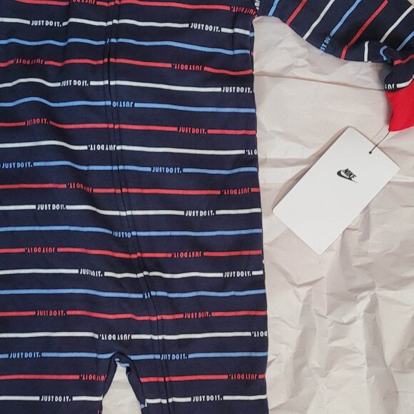 Nike Baby Boys Striped Long Sleeve Onesie with Full Zip & "Just Do It" 9 Mos - Picture 7 of 12